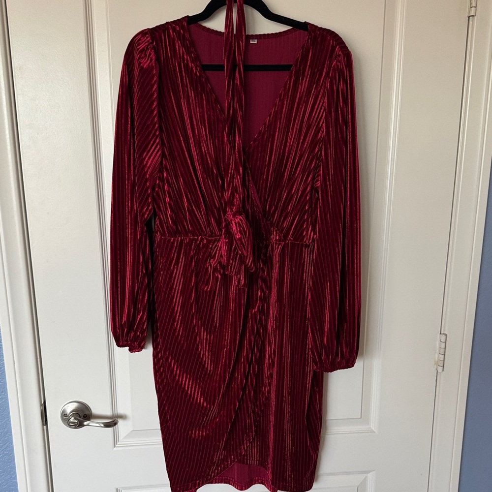 Amazon Burgundy Long Sleeve Dress